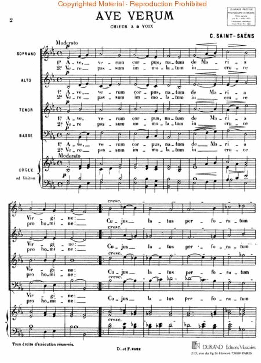 Ave Verum in B Minor for SATB Chorus and Organ 4-Part scores gallery preview page 2