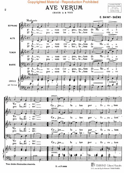 Ave Verum in B Minor for SATB Chorus and Organ
