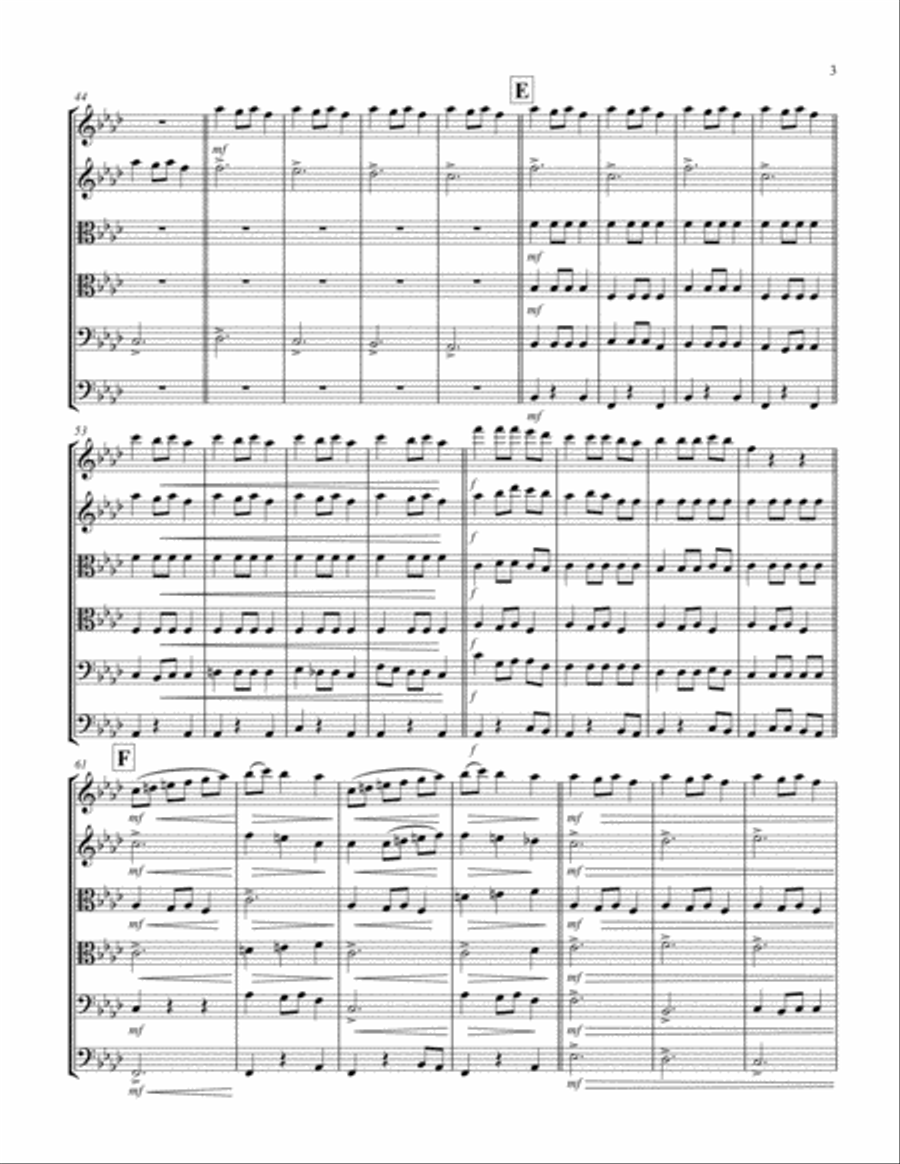 Carol of the Bells (F min) (String Sextet - 2 Violin, 2 Viola, 2 Cello) Cello scores gallery preview page 3