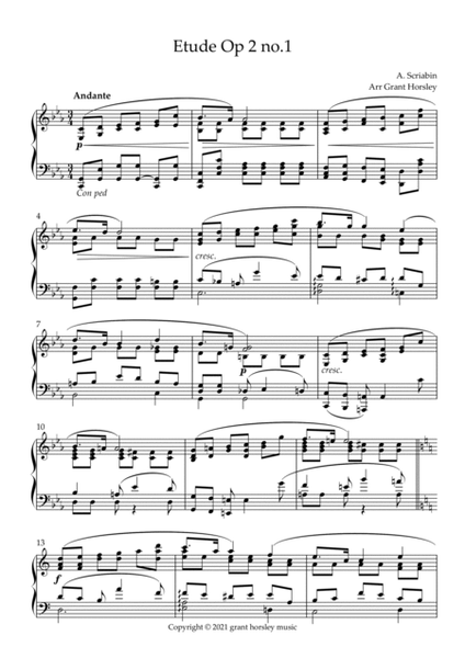 A. Scriabin- Etude Op2 No 1- Solo Piano- Simplified Version image number null