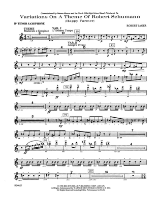 Variations on a Theme of Robert Schumann: B-flat Tenor Saxophone