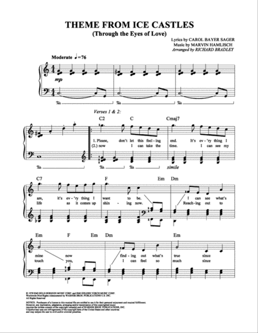 Theme from Ice Castles (Through the Eyes of Love) Easy Piano scores gallery preview page 1
