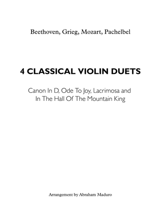 4 Classical Pieces for Violin Duet-Intermediate Level
