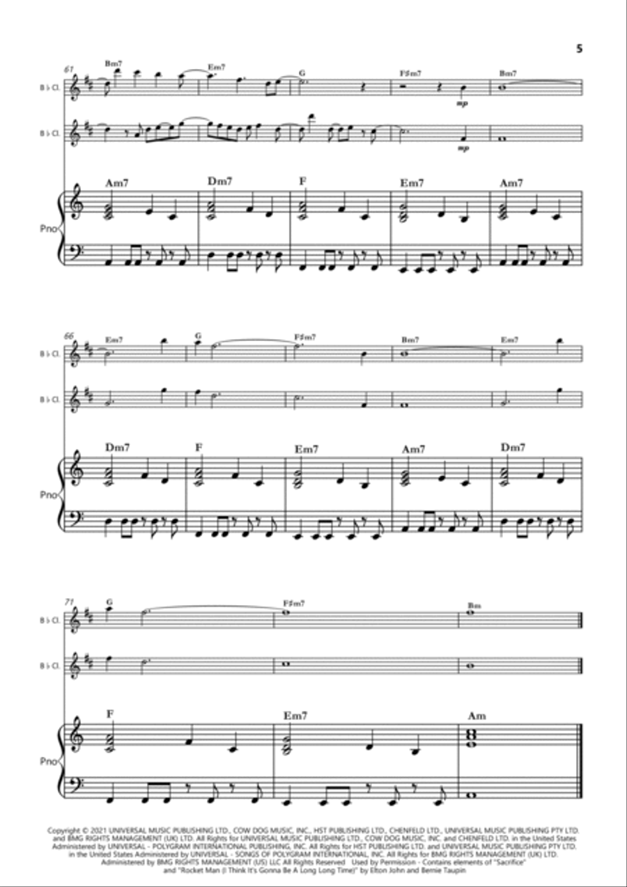 Cold Heart (pnau Remix) Woodwind Duet scores gallery preview page 5