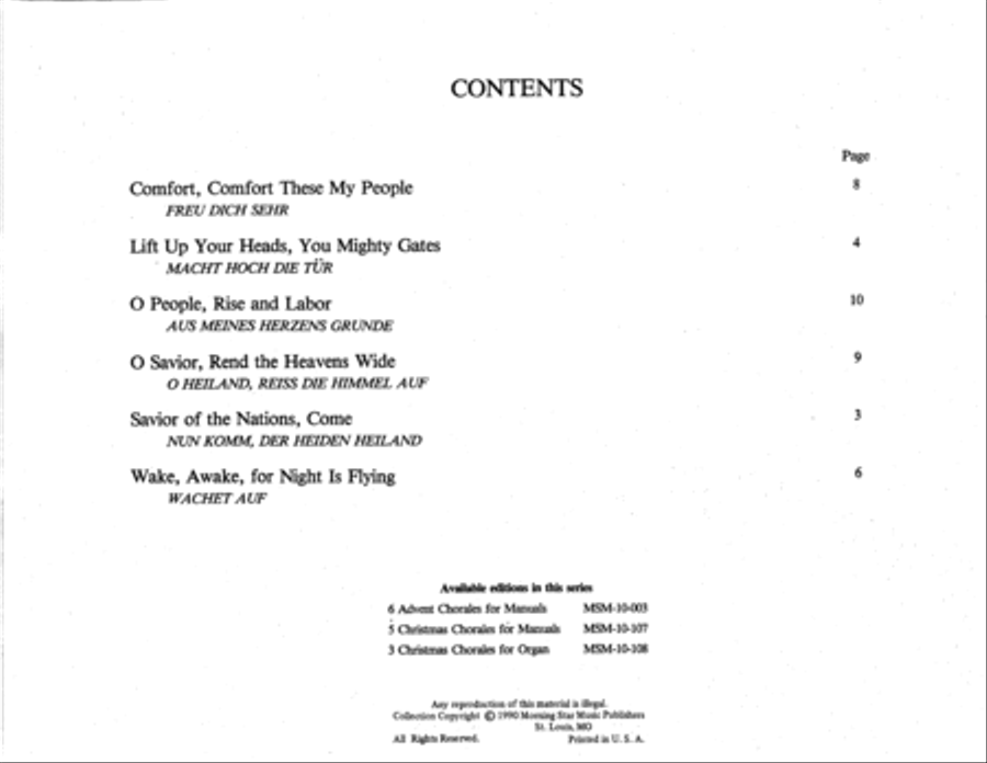 Six Advent Chorales for Manuals Organ scores gallery preview page 2