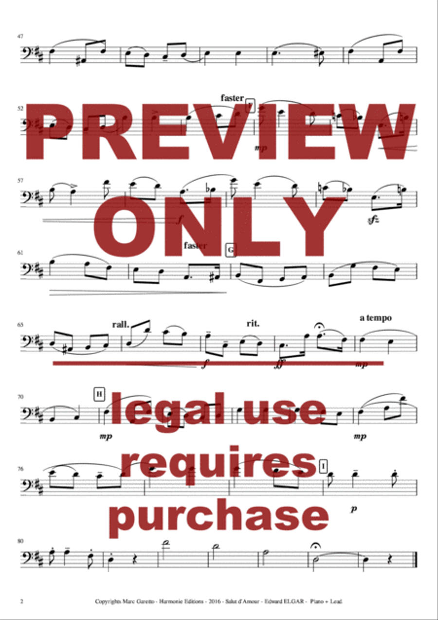 Salut d'Amour - LiebesGruss - EDWARD ELGAR - VIOLONCELLO and PIANO - Arrangement by Marc GARETTO Piano scores gallery preview page 4