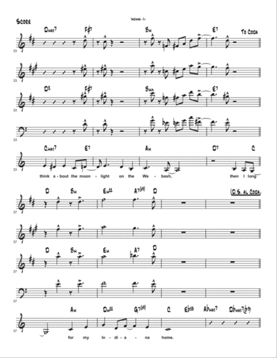 Indiana (Back Home Again) Jazz Ensemble scores gallery preview page 6