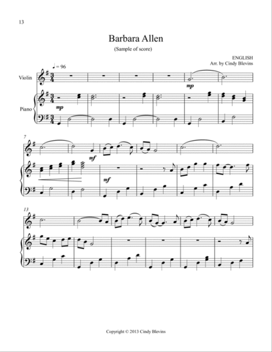 Piano and Violin (Play Folk Songs) Violin Solo scores gallery preview page 2