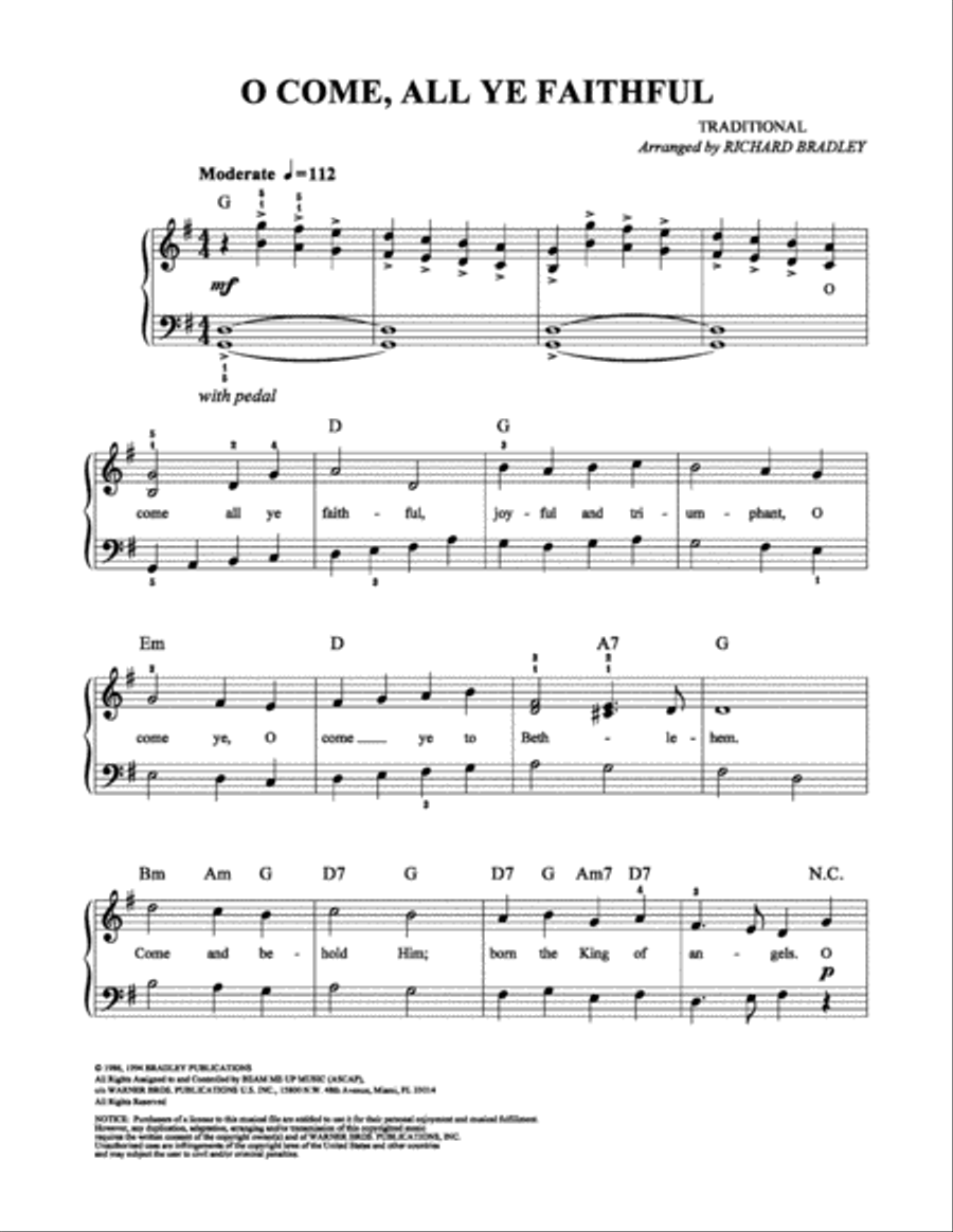 O Come, All Ye Faithful Easy Piano scores gallery preview page 1