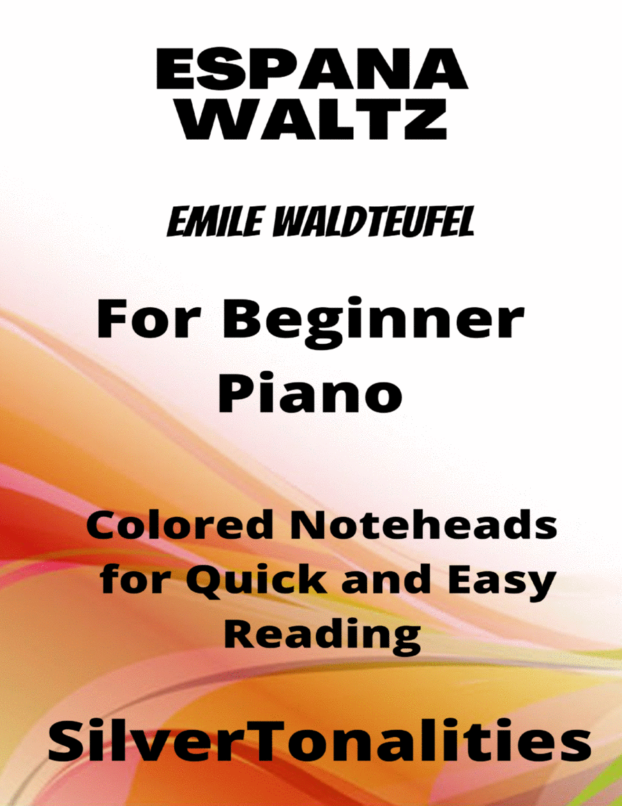 Espana Waltz Beginner Piano Sheet Music with Colored Notation Piano Method scores gallery preview page 1