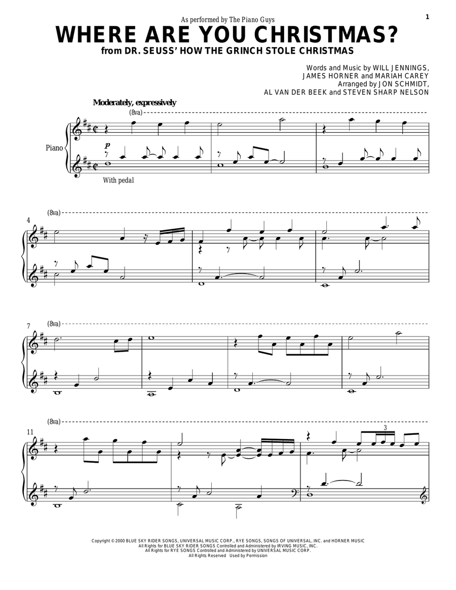 Where Are You Christmas? (from How The Grinch Stole Christmas) Piano Solo scores gallery preview page 1