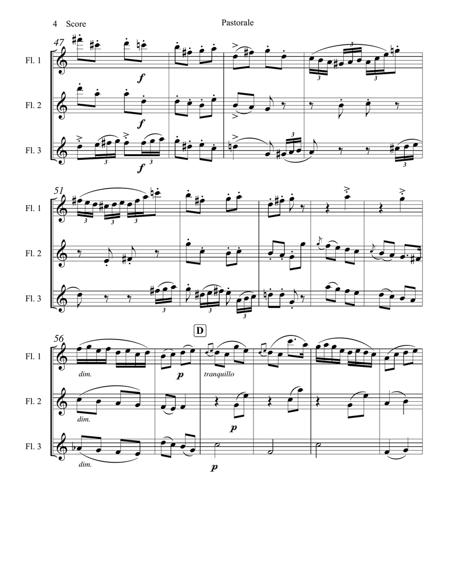 Cecile Chaminade - Pastorale set for Flute Trio Flute Trio scores gallery preview page 5