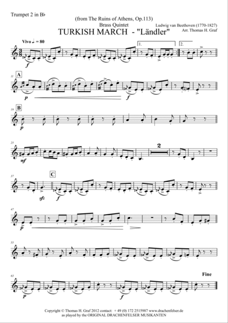 Turkish March Ländler - Beethoven - Brass Quintet Brass Quintet scores gallery preview page 4