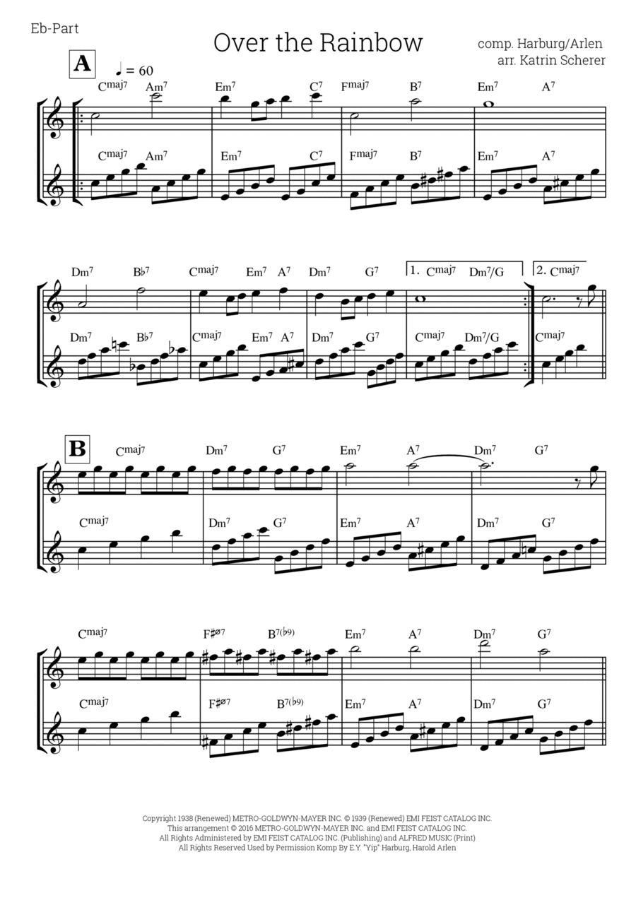 Over The Rainbow Alto Saxophone scores gallery preview page 1