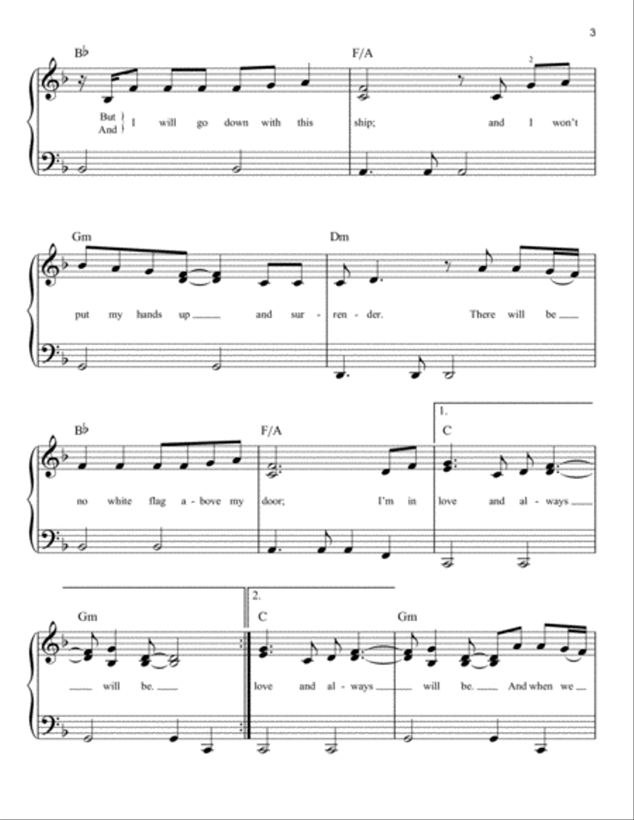 White Flag Easy Piano scores gallery preview page 3