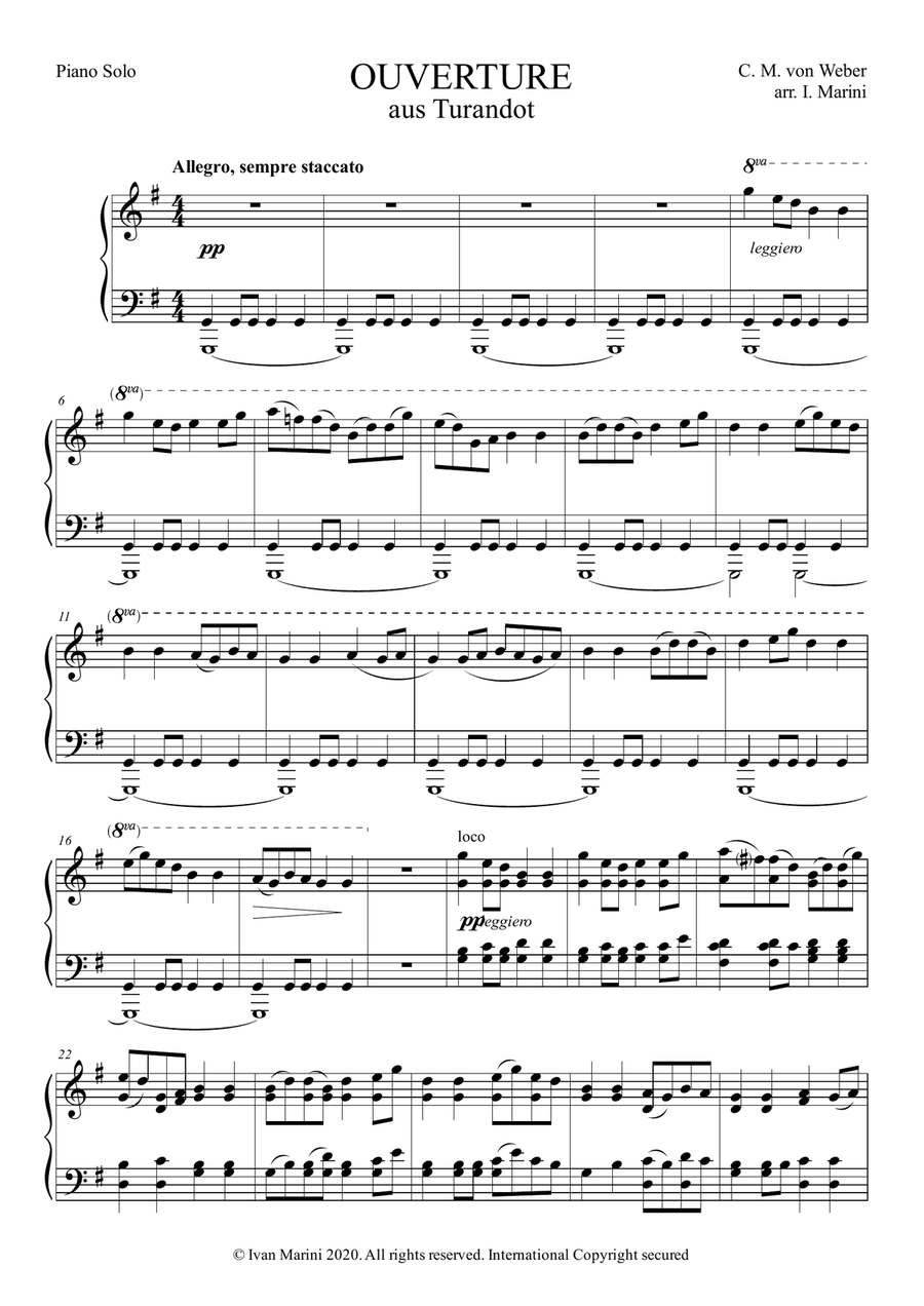 Overture from TURANDOT - for Piano solo image number null