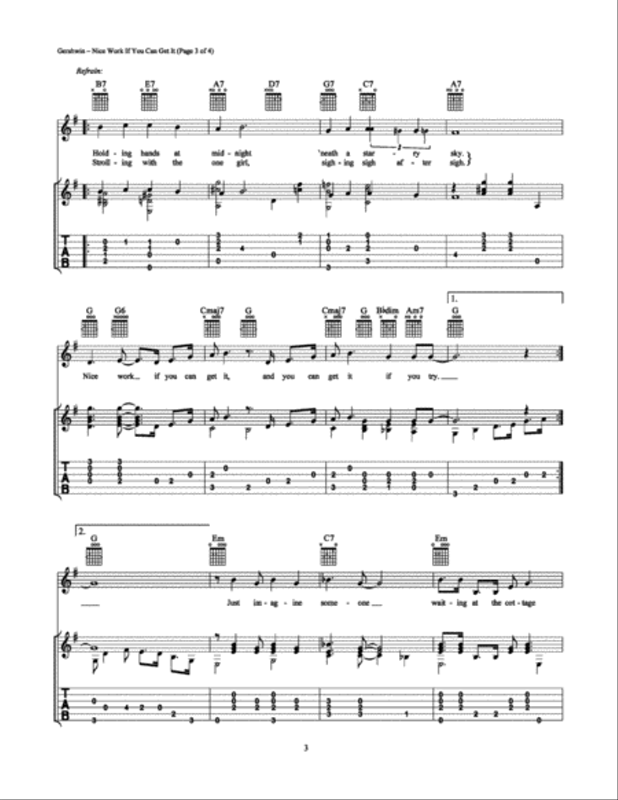 Nice Work If You Can Get It Guitar Tablature scores gallery preview page 3