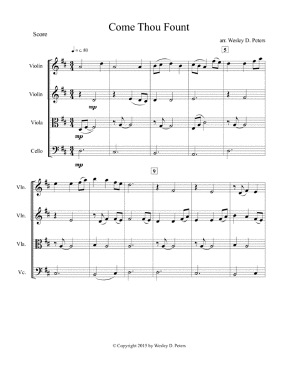 Come Thou Fount of Every Blessing (String Quartet) String Quartet scores gallery preview page 4
