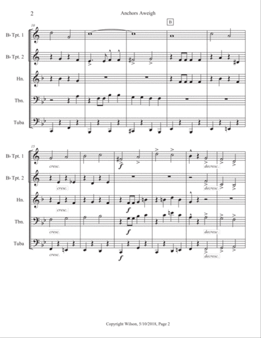 Anchors Aweigh Brass Quintet scores gallery preview page 3