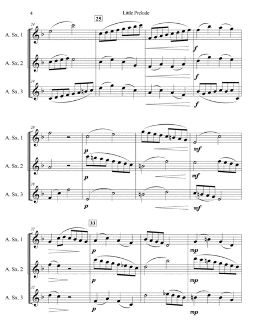 Little Prelude for Three Saxophones (AAA or AAT) Woodwind Trio scores gallery preview page 4