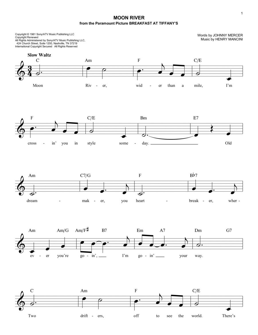 Moon River Moon River Piano scores gallery preview page 1