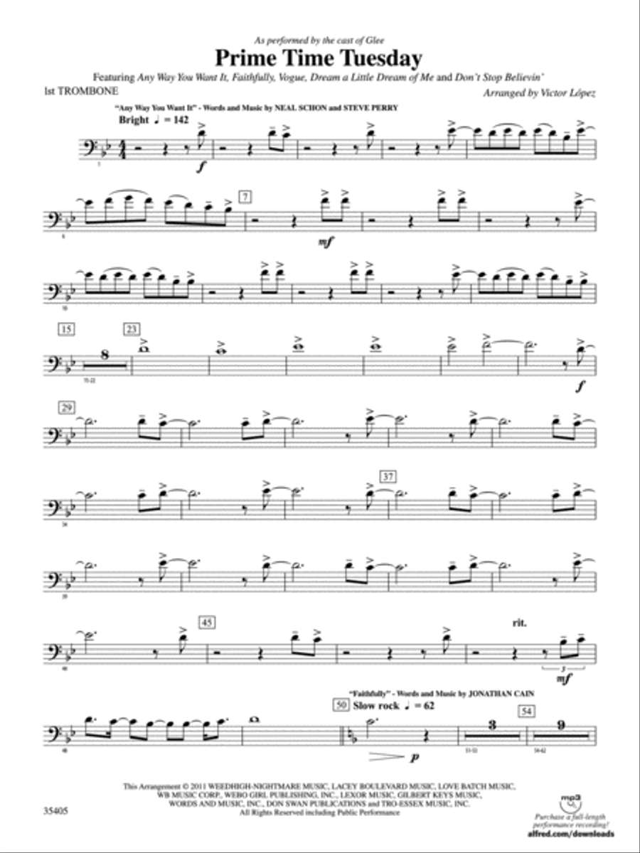 Prime Time Tuesday: 1st Trombone Concert Band scores gallery preview page 1