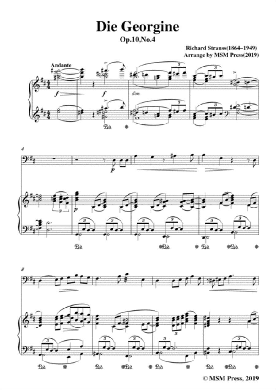 Richard Strauss-Die Georgine, for Cello and Piano Piano scores gallery preview page 3
