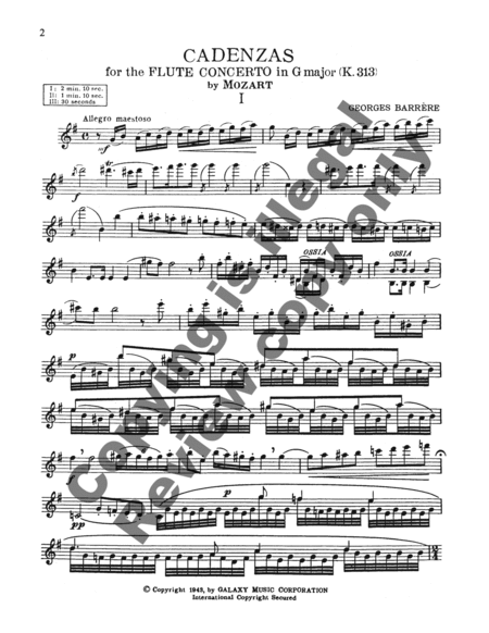Cadenza for Mozart Flute Concerto, G Major, K.313