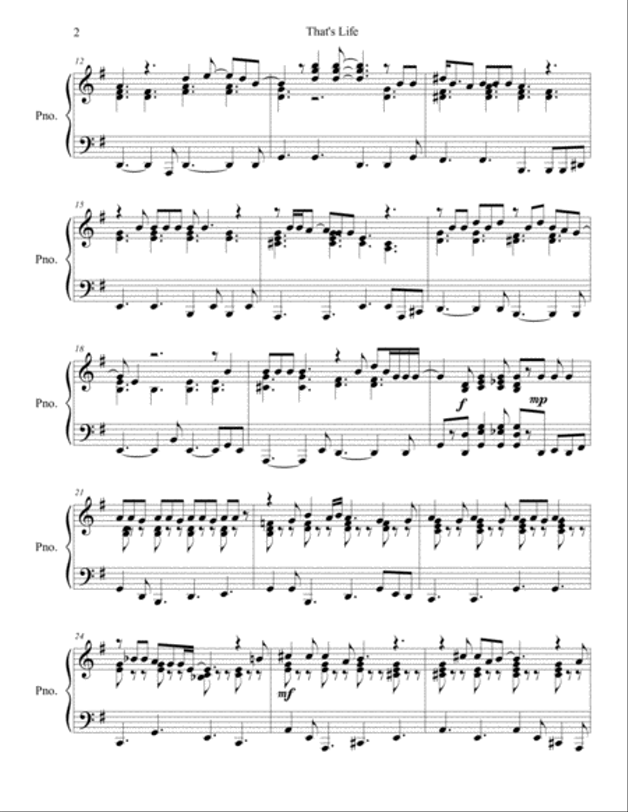 That's Life Piano Solo scores gallery preview page 3