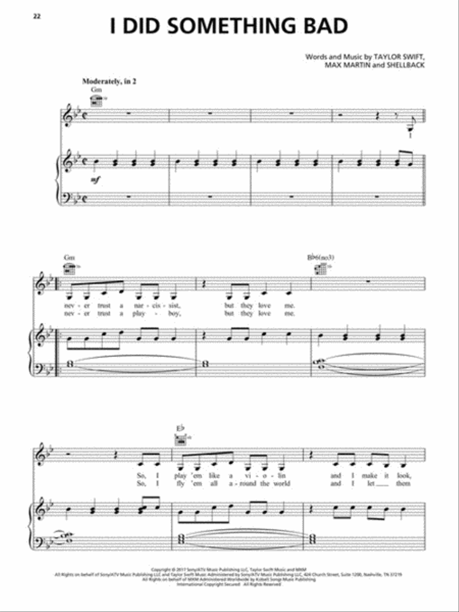 Taylor Swift - Reputation by Taylor Swift - Easy Piano - Sheet