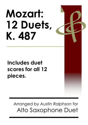 Book cover for COMPLETE Mozart 12 duets, K. 487 - alto sax duet
