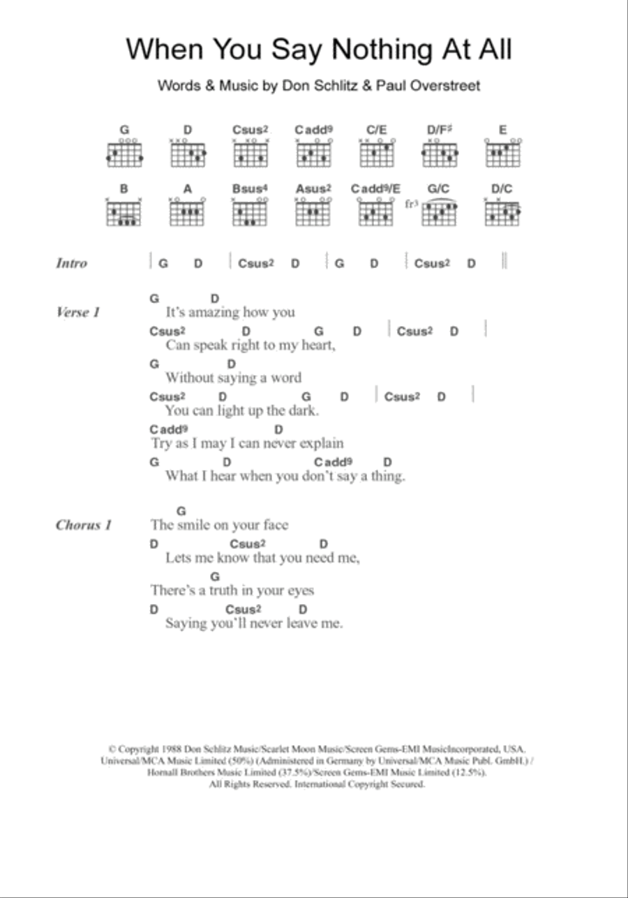 When You Say Nothing At All Acoustic Guitar scores gallery preview page 1