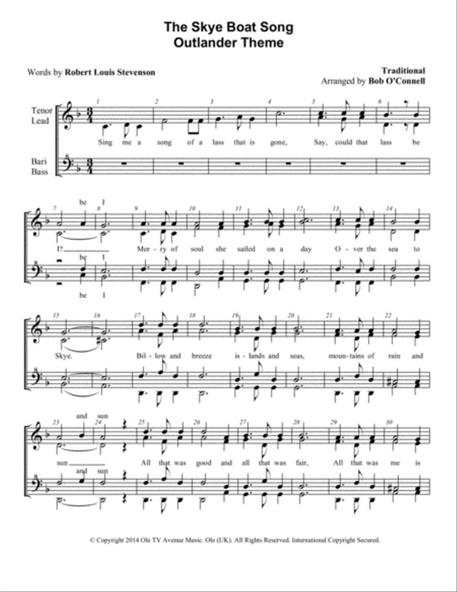 Skye Boat Song Choir scores gallery preview page 1