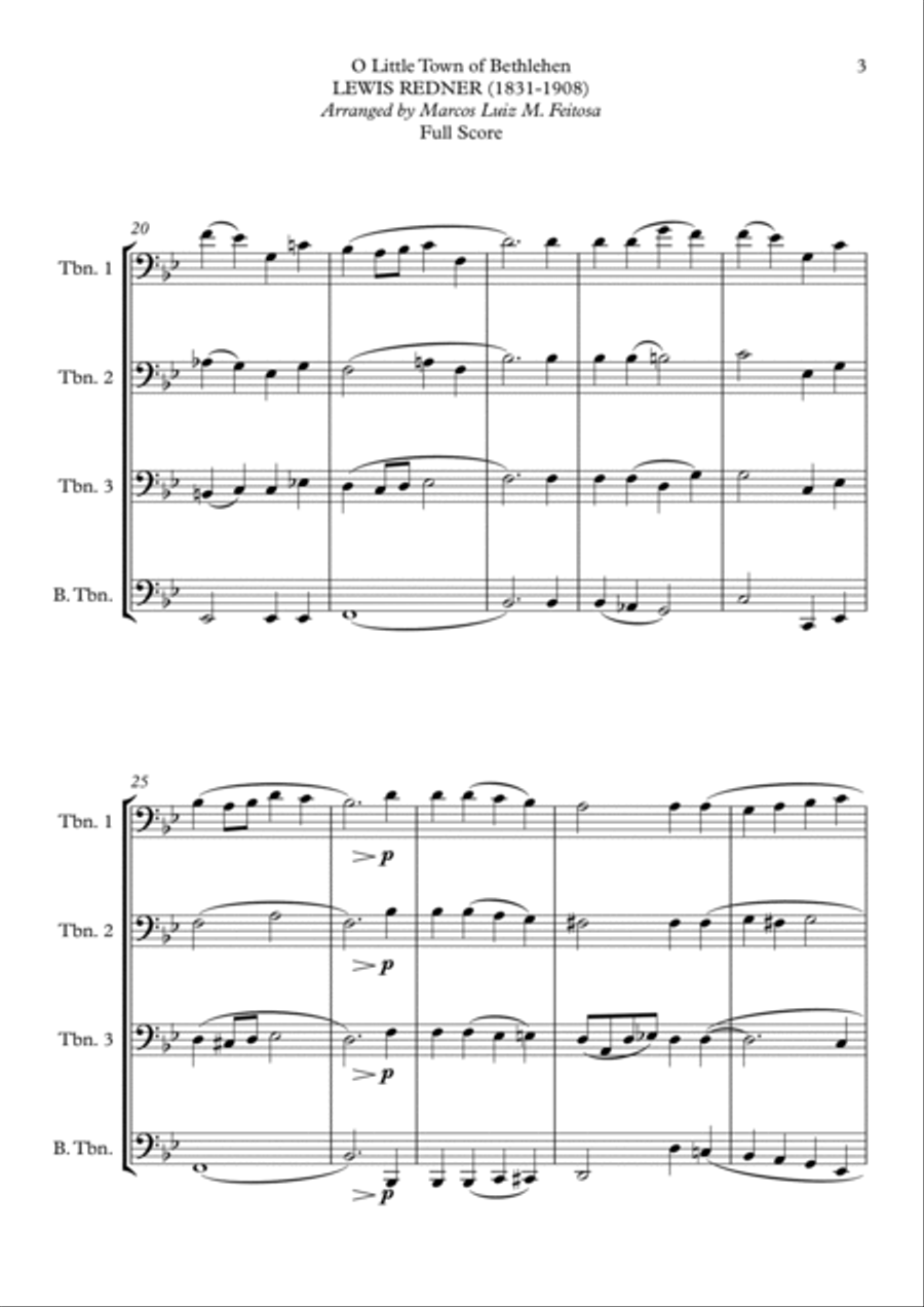 O Little Town of Bethlehem - Trombone Quartet Trombone Quartet scores gallery preview page 5