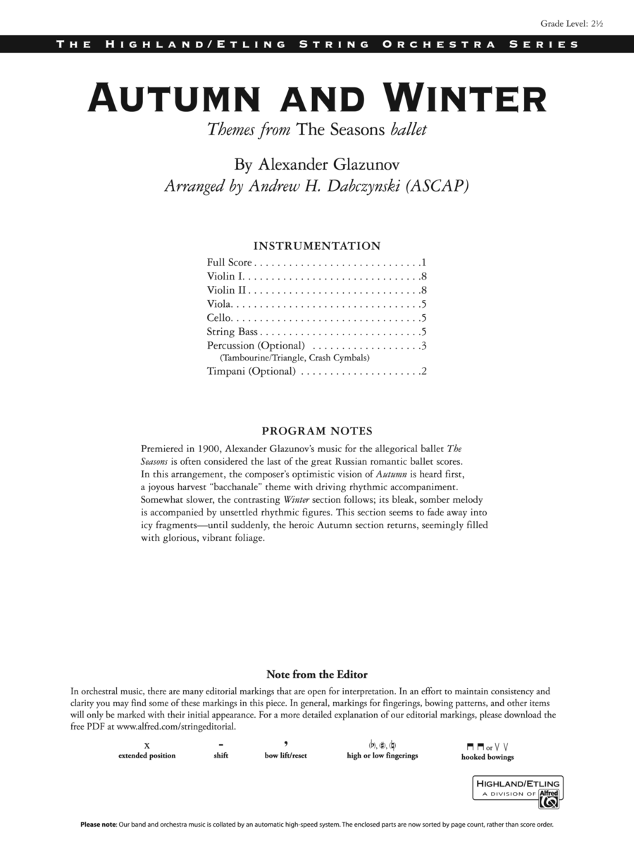 Autumn and Winter: Score Autumn and Winter: Score String Orchestra scores gallery preview page 1