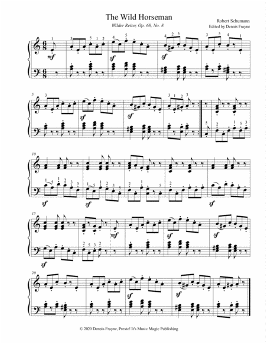 The Wild Horseman (Op. 68 No. 8) Piano Solo scores gallery preview page 1
