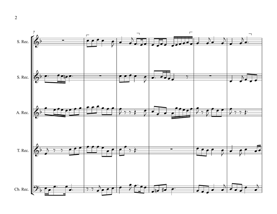 In Dulce Jubilo for Recorder Quintet Small Ensemble scores gallery preview page 2