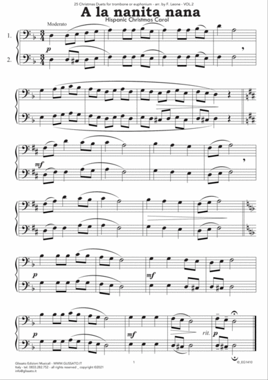 25 Christmas Duets for Trombone or Euphonium - VOL.2 Trombone Duet scores gallery preview page 6