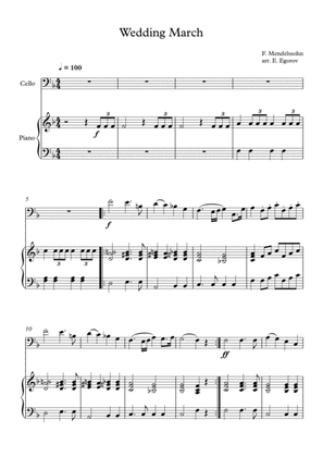Wedding March, Felix Bartholdy Mendelssohn, For Cello & Piano