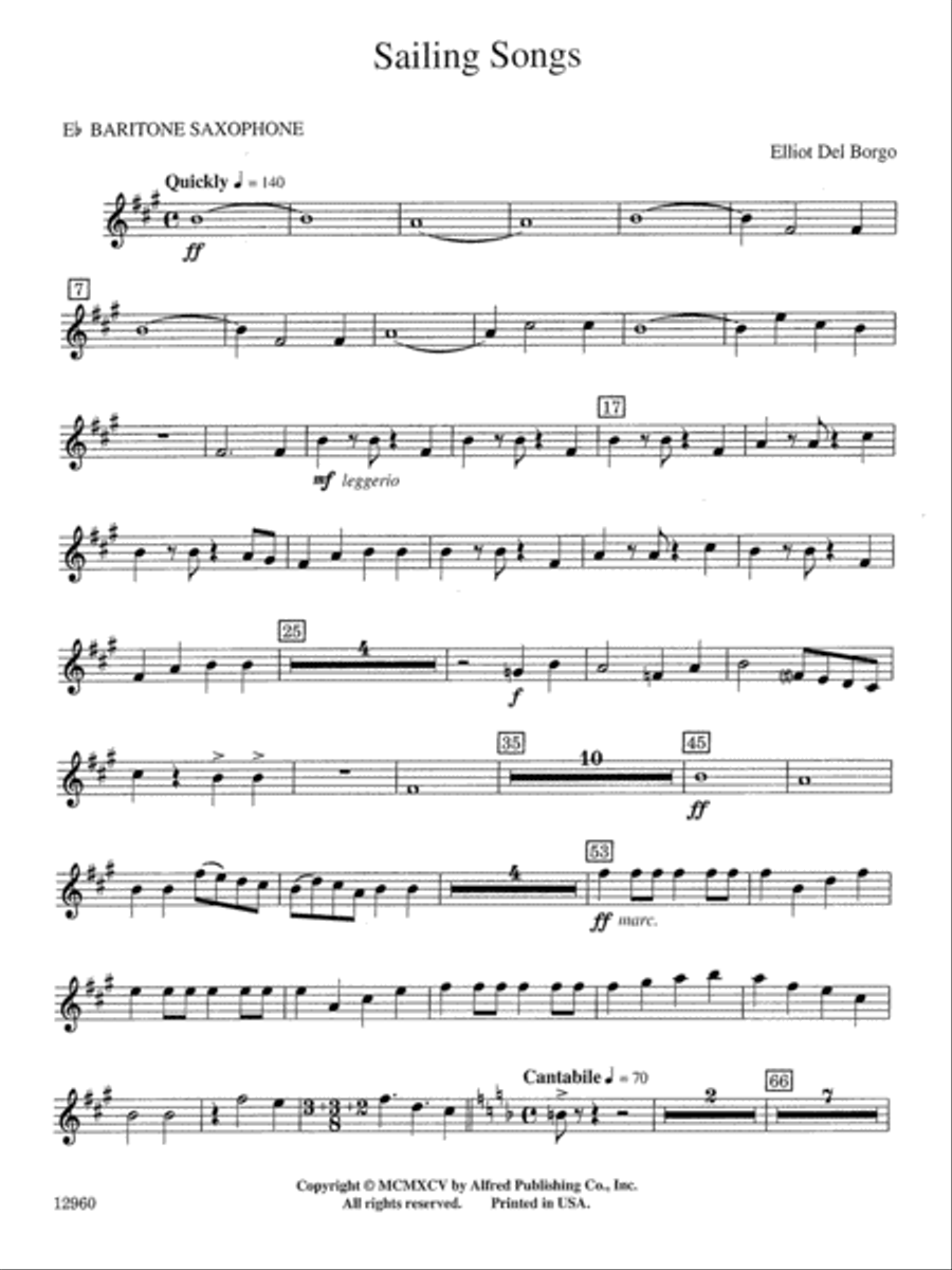 Sailing Songs: E-flat Baritone Saxophone Concert Band scores gallery preview page 1