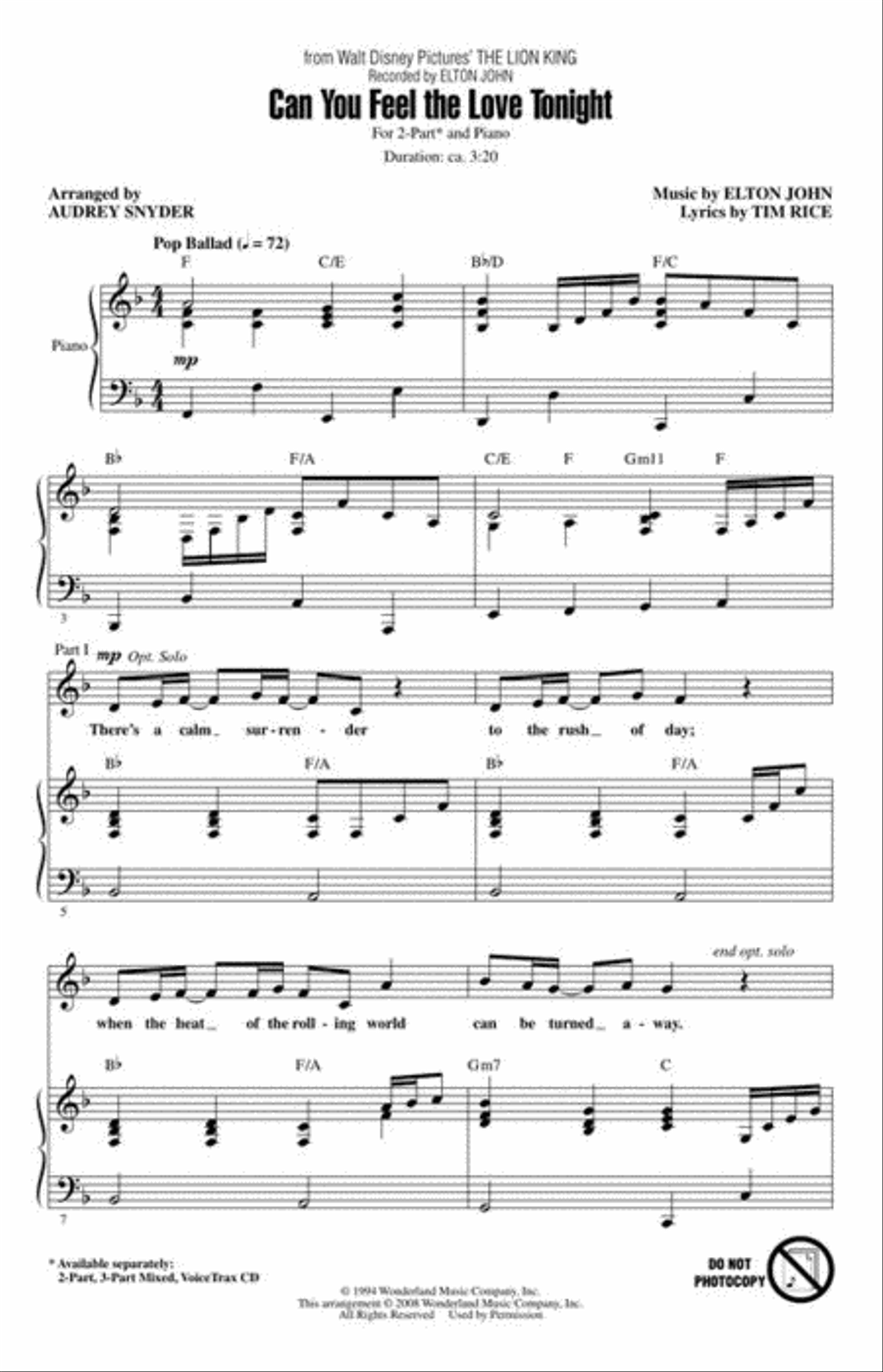 Can You Feel the Love Tonight 2-Part scores gallery preview page 4