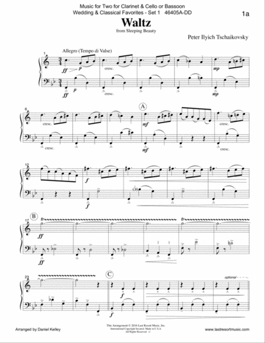 Music for Two Wedding & Classical Favorites for Clarinet & Cello or Bassoon - Set 1 Small Ensemble scores gallery preview page 5