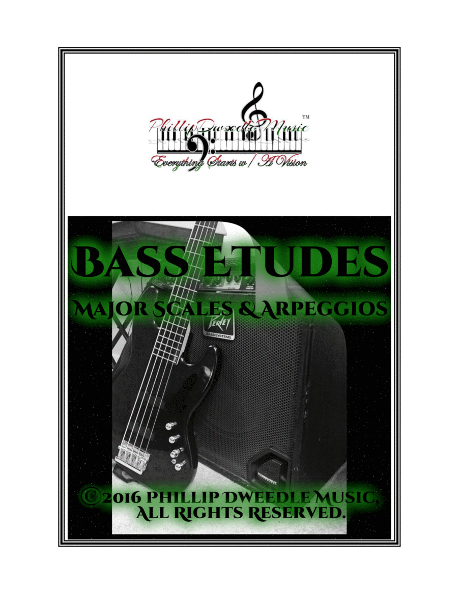 Bass Etudes: Major Scales & Arpeggios Bass Guitar scores gallery preview page 1