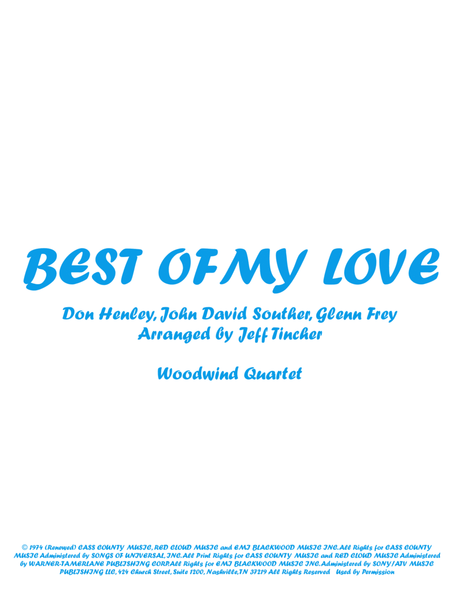 Best Of My Love Woodwind Quartet scores gallery preview page 1