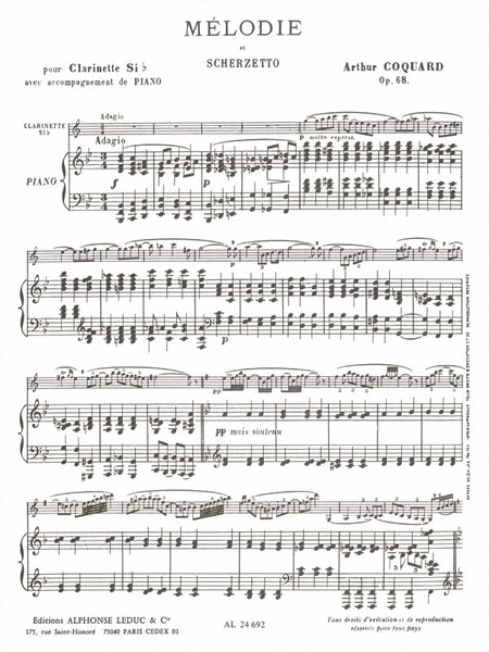 Melodie Et Scherzetto Op.68 (clarinet)