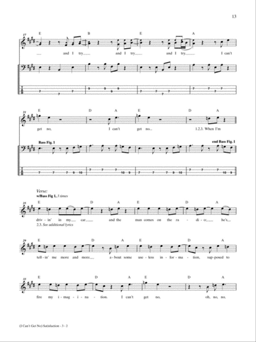 (I Can't Get No) Satisfaction Bass Guitar Tablature scores gallery preview page 2