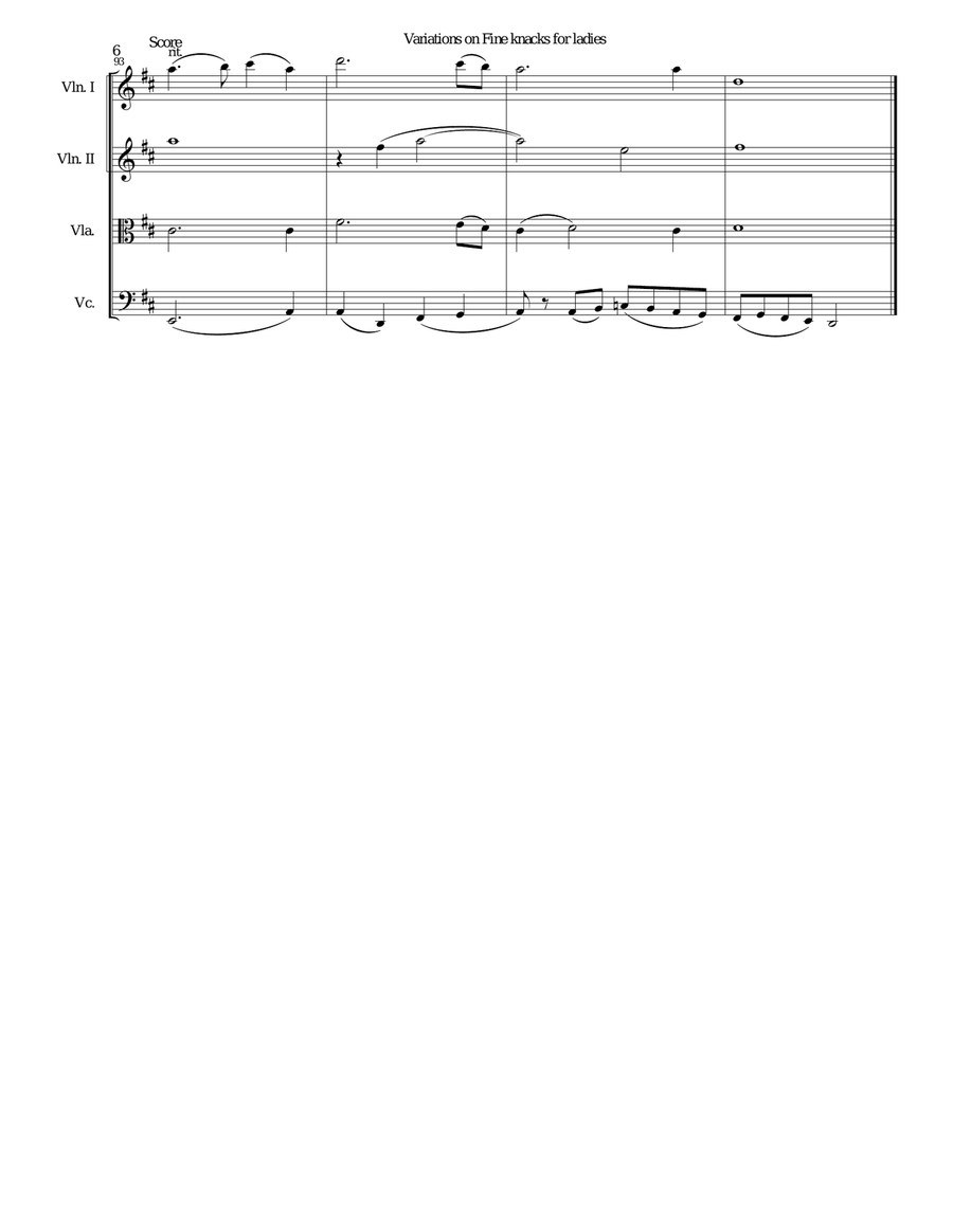 Fine knacks for ladies (with variations) - for string quartet String Quartet scores gallery preview page 6