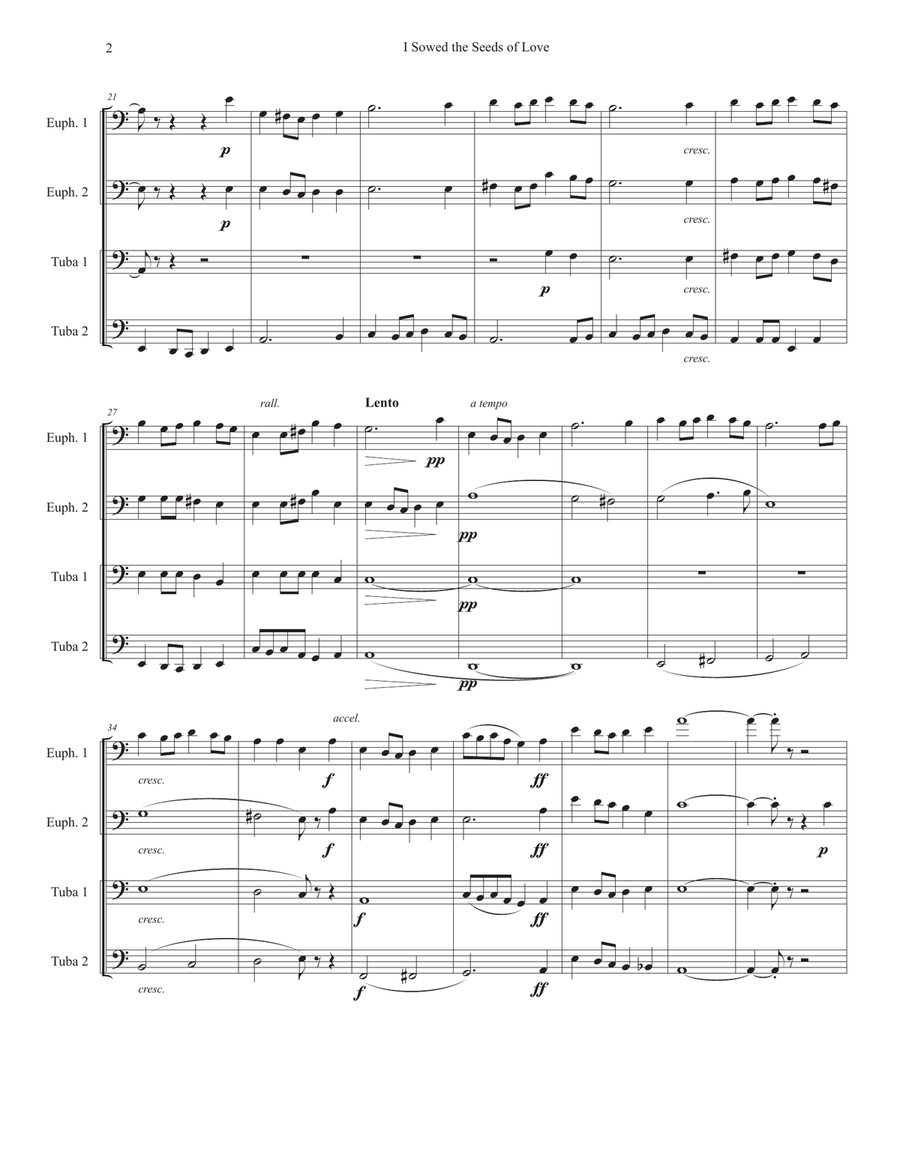 I Sowed the Seeds of Love Brass Quartet scores gallery preview page 2