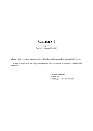 Book cover for Carson Cooman - Cantus 1 for piano