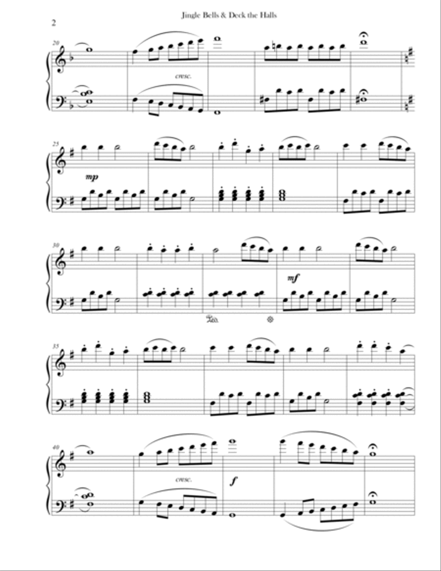 Jingle Bells, Deck the Halls Classical Medley (F & G Major) Small Ensemble scores gallery preview page 2